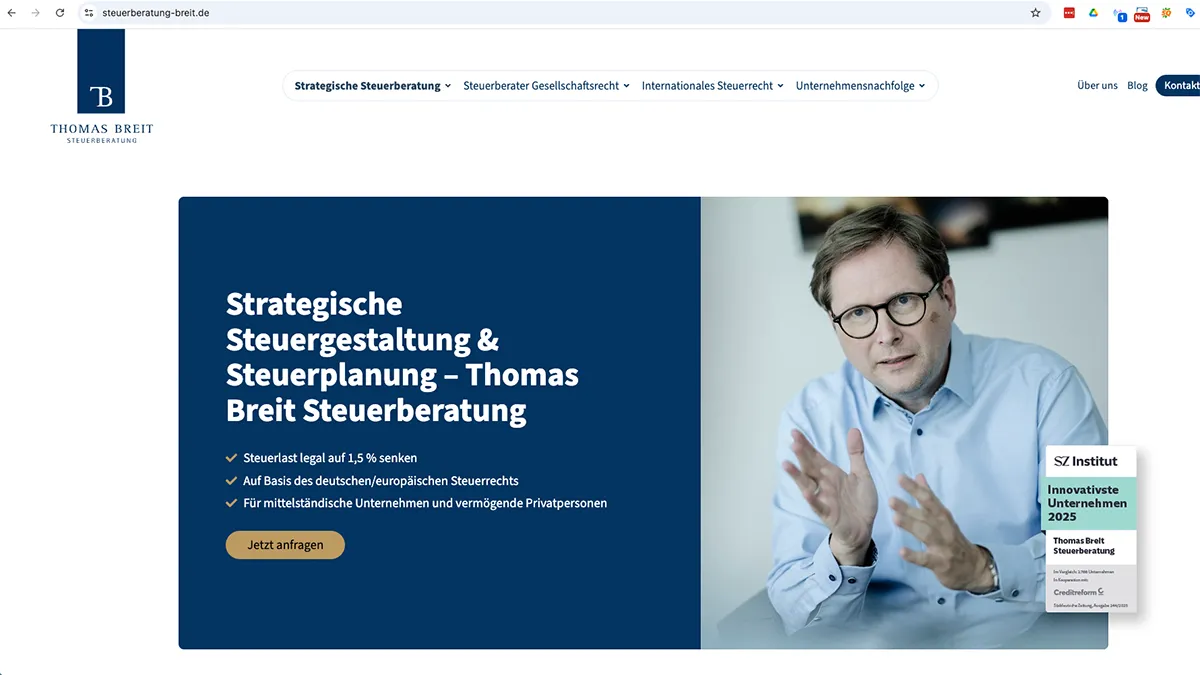 Screenshot der Website von Thomas Breit